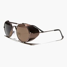 Copper Steampunk Sunglass with Folding Side Shields Brown Lens - Bram