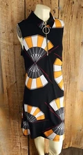 MSK Retro Fan Theme Sleeveless Bodycon Dress Size Large