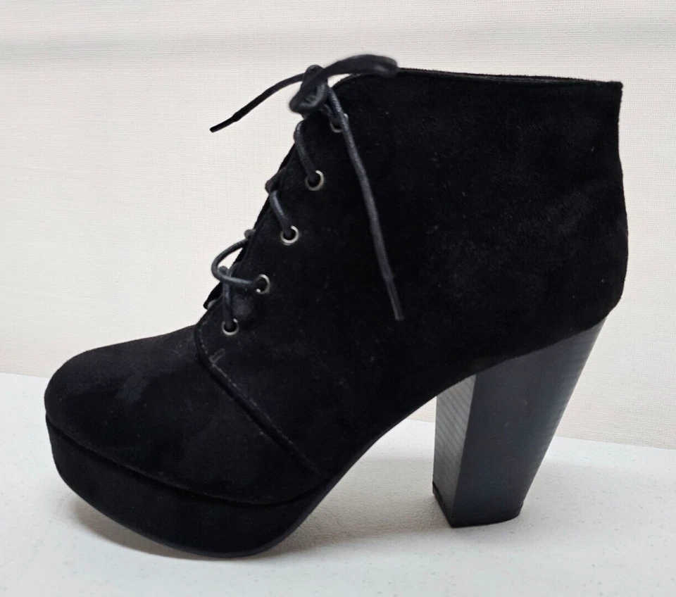 FOREVER размер 8,5 ботильоны искусственной замши платформе ботинок 3,5» блок кусок каблука - Изображение 2 из 4