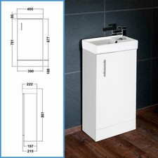 White Bathroom Vanity Unit & Basin Sink Vanity 400mm Floor Standing Tap Waste
