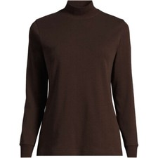 Lands' End Size 1X Coffee Brown Mock turtleneck knit top, long sleeve NWT
