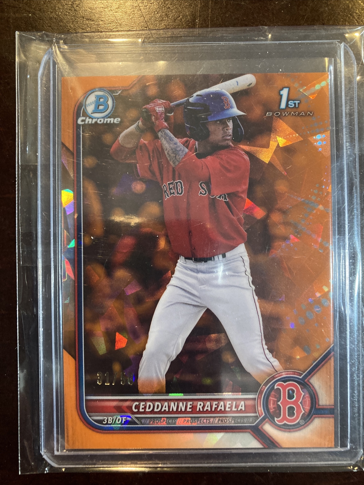 Ceddanne Rafaela 2022 1st Bowman Orange Sapphire Chrome Prospects /50