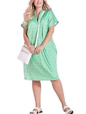Kaleidoscope Plus Size 22 24 Green Spot Print Pocket Tunic DRESS Spring Summer