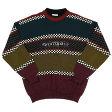 VTG The Sweater Shop Colorblock Checker Knit Jumper Medium Made in England