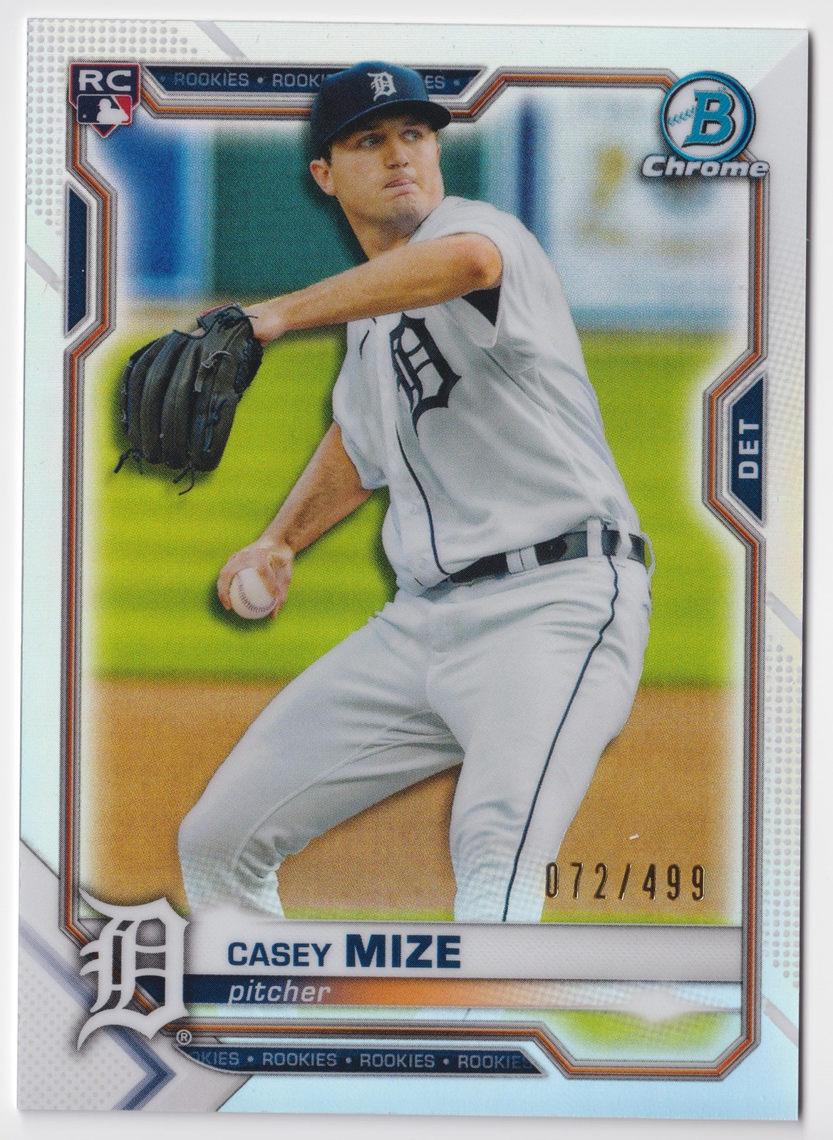 2021 Bowman Chrome #9 Casey Mize Refractor #/499 Rookie Detroit Tigers