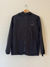 Under Armour Jacket Youth L Black Fleece Lined Hooded Full Zip Pockets Athletic
