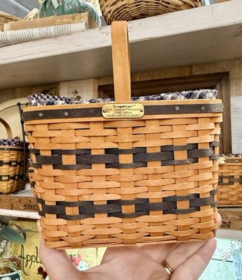 Longaberger J.W. Collection Miniature Bread and Milk Basket w/Liner & Protector