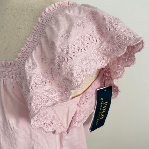 NWT Polo Ralph Lauren Girls Sz 16 Short Sleeve Eyelet Embroidered Pink Cotton - Picture 4 of 9