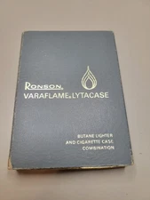 Vtg.Ronson 1950s Varaflame Lytacase Lighter Cigarette Leather Case&5Flints works