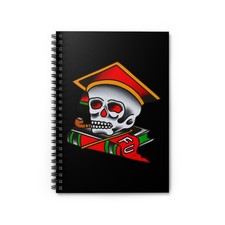 Traditional American Tattoo Skull Graduation Cap Spiral Notebook Ruled Journal