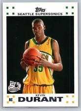 2007-08 Kevin Durant Topps Rookie Card #2/14 White Border. rookie card picture