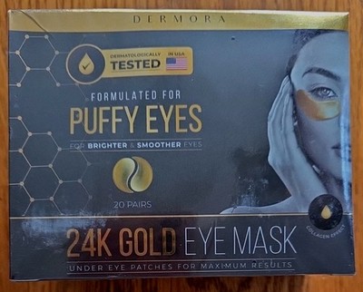 24K Dermora Eye Mask Golden-Glow Formula For Dark Circles & Puffy Eyes 20 Pairs