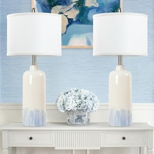 26" Ceramic Table Lamps Set of 2, Coastal Living Room Table Lamps with White ...