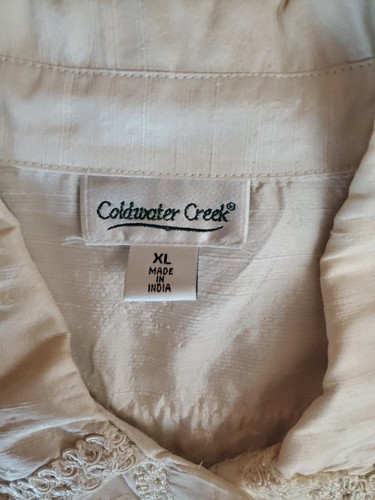 Coldwater Creek 100% Silk, Elegant Cream Jacket Blouse Soutache Embellishment L - Picture 4 of 10