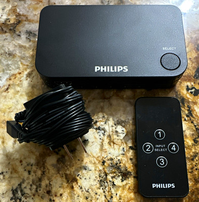 Philips SWV9484B/27 4-Port 4K UHD HDMI Switch w/ Remote Control
