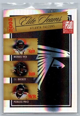 2005 Elite Teams Silver  Michael Vick/T.J. Duckett/Peerless Price ET-2 0439/1000