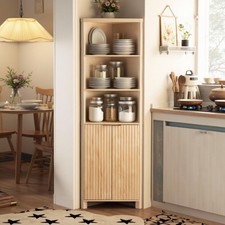 68  H Slim Space Saving Storage Unit for Bathroom Kitchen Living Room Natural