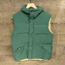 JCPenney Vtg Down Fill Green/Yellow Men s M Snap Button Puffer Vest 1970s 70s