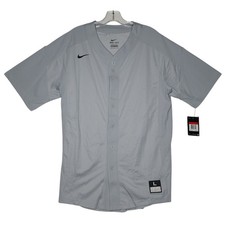 Nike Men s Baseball Jersey Dri-Fit Grey Button Down size L