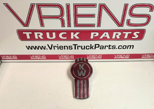 KENWORTH L53-1002-10 EMBLEM-HOOD KW RED VIT ENAMEL/CHROME
