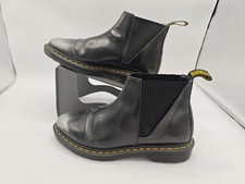 Dr Martens Black Leather Bianca Slip On Ankle Boot Metallic Silver Toes UK 7