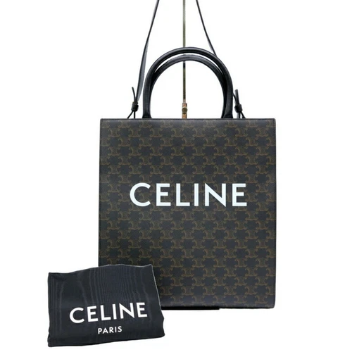 CELINE Borsa a tracolla verticale Cabas media trionfo nera 194432 GZl12bcy