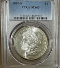 1881 S Morgan SILVER Dollar PCGS MS63 Blazing White!