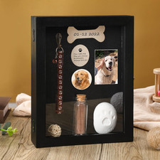 Pet Memorial Shadow Box for Dog Cat with Wood Frame Small Bottle Pin Pet Print K