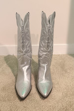 Women s Size 9 Silver Metallic Western Cowboy...