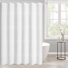 White Boho Waffle Shower Curtain 72 x 72, Weave Heavy Duty Hotel Quality Fabr...