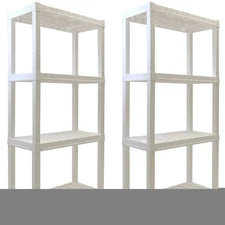 56" H x 14" D x 30" W 4 Shelf Plastic Garage Shelves Pack of 2 Storage Shelving