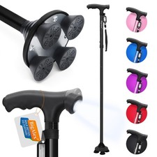 BigAlex Folding Walking Cane with LED Light,Pivoting Quad Base,Adjustable Wal...