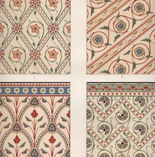 Medieval Floral And Geometric Panel Designs Chromolithograph Audsley 1882