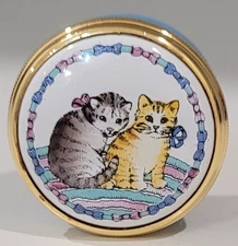 Halcyon Days Enamel Mini Trinket Box Two Cats Very Cute