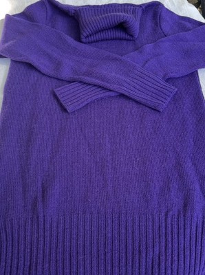 Vintage Wool Purple Turtle Neck Long Sleeves Colony Quarters MED Long Mint Cond