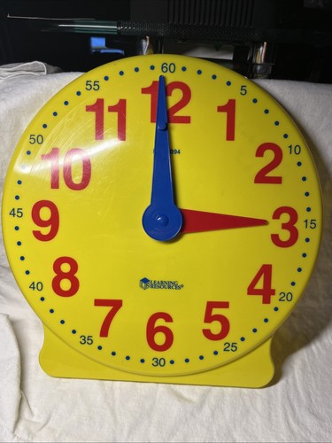 Vintage Large Learning Resources Yellow Learning  Clock Size 12 3/4”