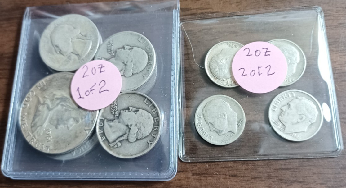 2oz+ - 90% Silver - 2 Halves + 5 Quarters + 4 Dimes-SEE DESC for Weight - Lot A