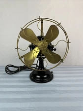 Antique GE Brass 4 Blade 3 Speed Metal Fan General Electric WORKING Vintage