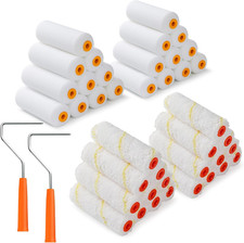 Paint Roller 4 inch Kit, 40 Pack Mini Paint Roller Set with High Density Foam Pa