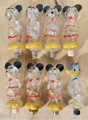 Vintage 1950s Mickey Mouse Donald Duck Christmas Bubble Lights Set Disney Decor