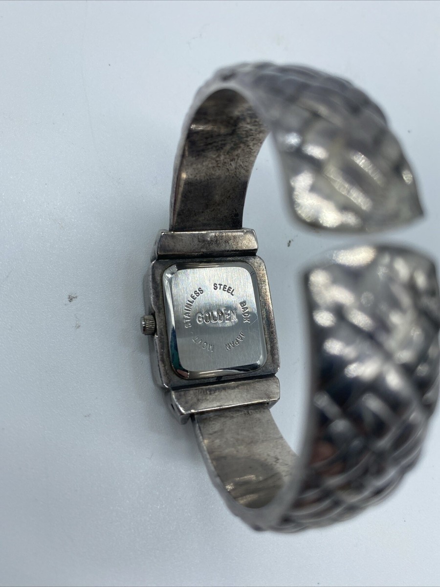 Golden Bracelet Watch Silver Tone Women display picture 1