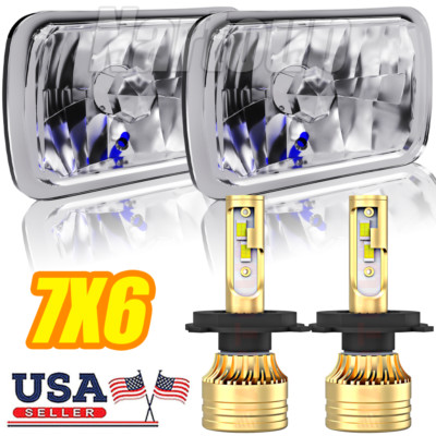 7''X6'' inch Sealed Beam Headlight Conversion High/Low Beam DRL + 100W H4 LED