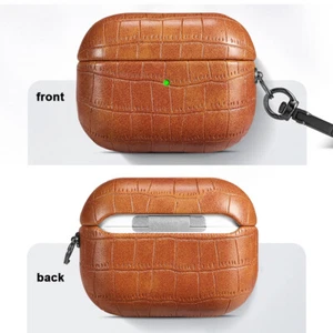 For Apple AirPods Pro 4 3 2 Case Crocodile Pattern Leather Bumper Protect Cover