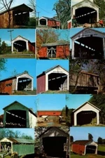 Lot of 50 Vintage New Indiana Covered Bridge Postcards - Free Ship
