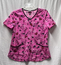 Scrubstar Hearts Pattern Size Medium Multicolored Scrub Top