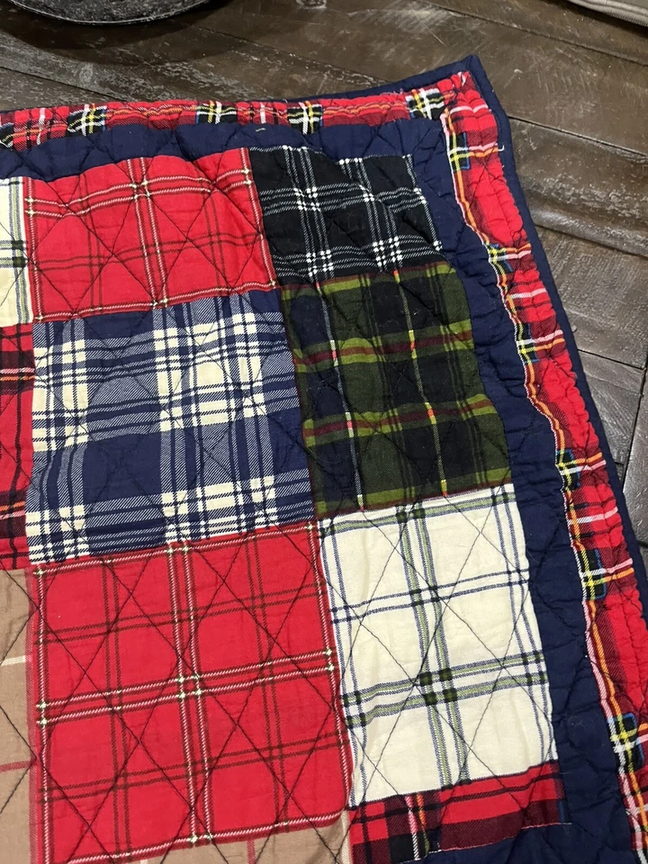 Almohada de campo a cuadros Martha Stewart casa de campo King Sham acolchada retazos a cuadros Foto 2 de 4