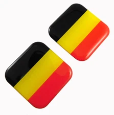 Belgium flag Square Domed Decal Emblem car bike gel stickers 1.5" 2pc.
