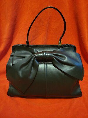 VALENTINO GARAVANI ''Aphrodite'' Bow Accent Soft Leather Satchel Bag Purse Handbag