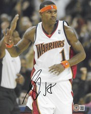 Stephen Jackson signed Golden State Warriors basketball 8x10 photo proof Beckett