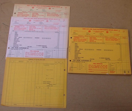 NOS Super Chevrolet OK Used Car Reconditioning Order Form Booklet PAD ...